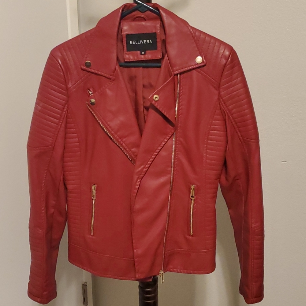 Red Faux Leather Jacket